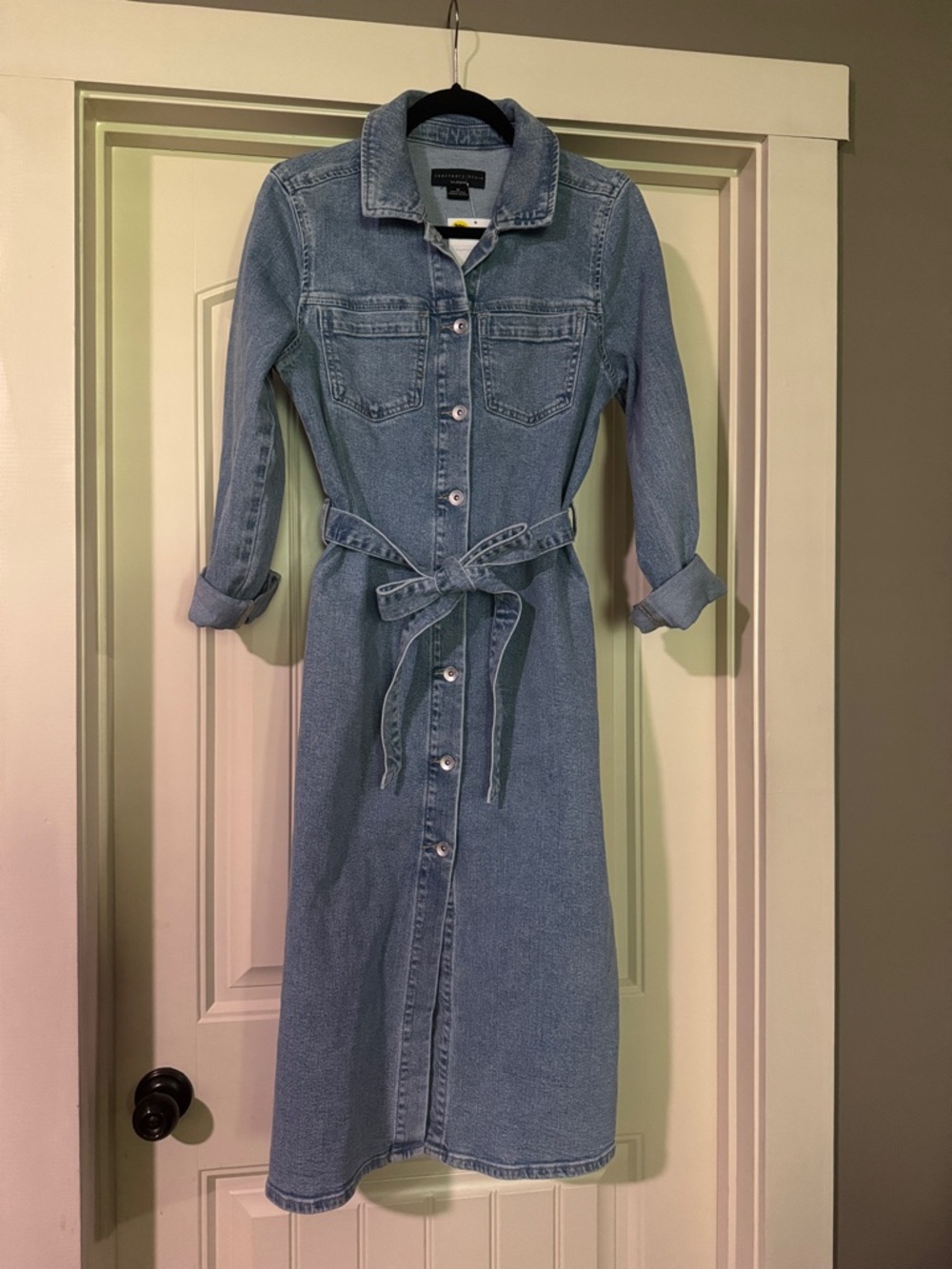 Sanctuary Denim Shirt Dress with Tie Waist - Light Blue